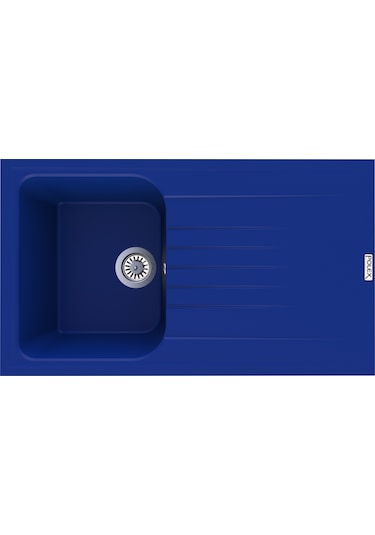 Polex Cristalüx Granit Evye P-02 Mavi Tezgah Altı Ve Tezgah Üstü Mutfak Evyesi 85x49.5 CM