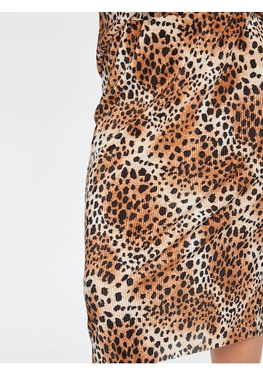 Kendinden Piliseli Leopar Desen Etek 69292 U6929235 Camel