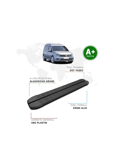 Volkswagen Caddy Yan Basamak 2004 2019 Model S-line Siyah