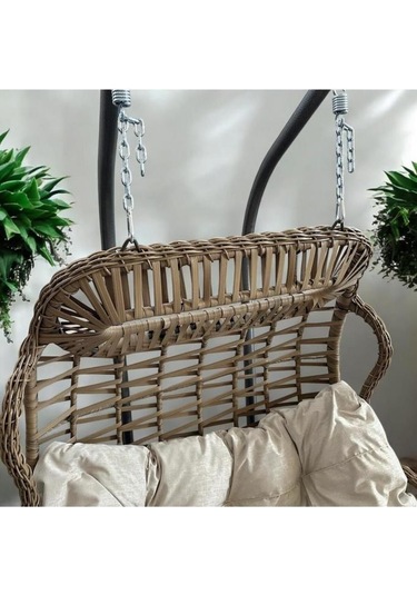 Holiday Bahçe Ve Balkon Salıncağı Çift Kişilik Kapiçino Krem