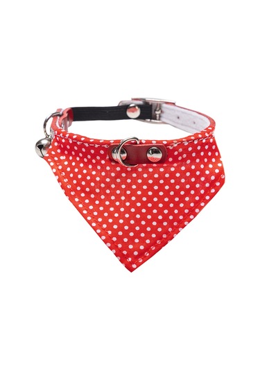 Beeztees Kedi Boyun Tasması, Bandanalı, Zilli, Kırmızı, 24-29cm