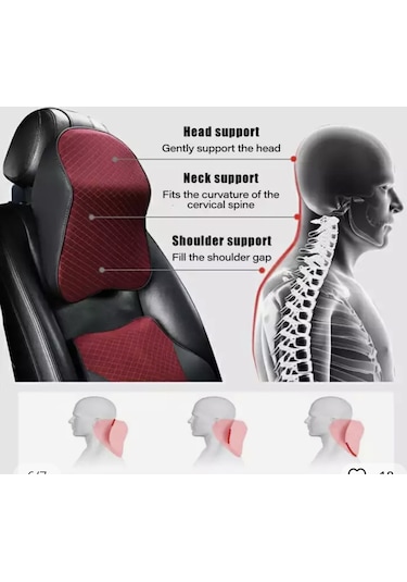 Araç Boyun Yastığı Ortopedik Kahve Rengi Kumaş