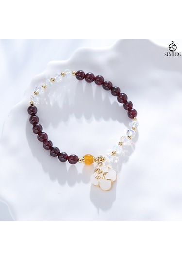 Basit Ve Şık Şanslı Yonca Gül Kristal Bilezik 6mm Boncuklar Mor