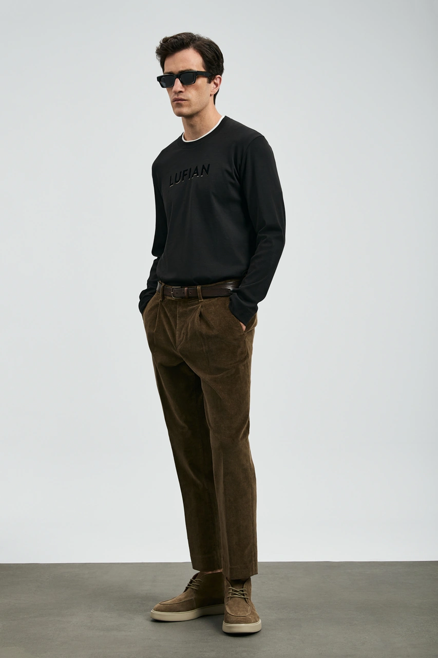 Lufian Sara Erkek Uzun Kol T- Shırt Siyah Siyah 112020057100100 Siyah