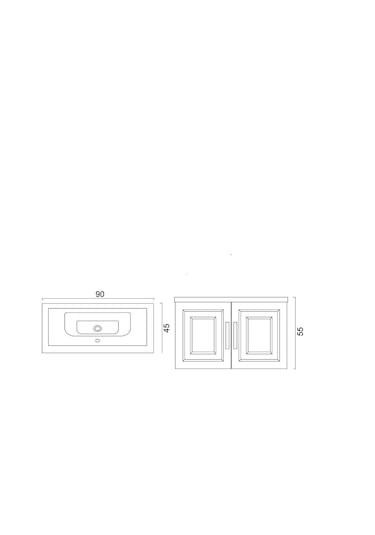 Denko Royal 90Cm Mdf Albatros Gri Banyo Dolabı Alt Modül, Lavabo Gri