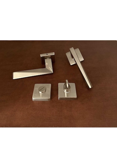 Vista Saten Kare Rozetli Wc Banyo Kapı Kolu 1 Takım