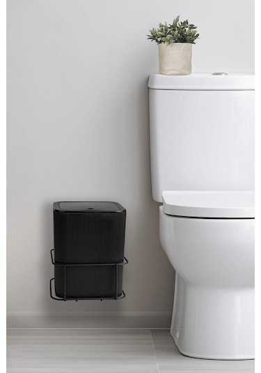 Okyanus Home Eko Magic Askılı Kare Mina Çöp Kovası Siyah