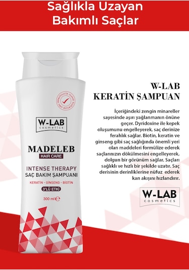 W-Lab Cosmetics Madeleb Intense Therapy Keratin Şampuan 300 ML