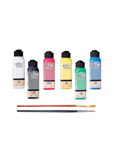 Artdeco 140 Ml Akrilik Boya Ana Renkler 6'lı Fırça Hediyeli