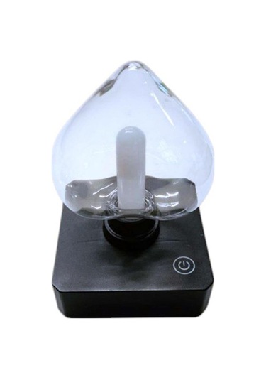 Ayt Ledx Yqx-anl95-b03 Amber Renkli Alev Efektli Dokunmatik Masa Gece Lambası 800mah Şarjlı Şeffaf Kalpli Siyah