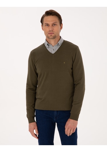 Pierre Cardin Erkek Koyu Haki Kazak /triko 50314190-vr111 Koyu Haki