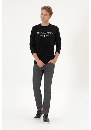 U.S. Polo Assn. Erkek Regular Fit Bisiklet Yaka Siyah İnce Basic Sweatshirt 50313743-VR046 U.S. Polo Assn. Erkek Regular Fit Bisiklet Yaka Siyah İnce Basic Sweatshirt 50313743-VR046