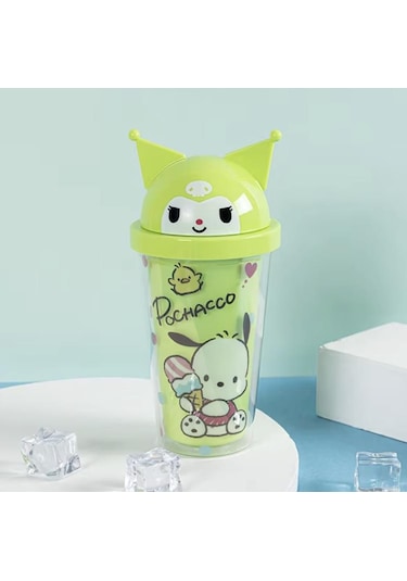 Mikro 450 Ml Pipetli Kuromi Parti Bardak - Yeşil Yeşil