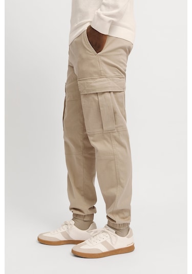 Jack & Jones Erkek Jpstkane Rahat Kalıp Kargo Pantolon 12268261 Bej Bej