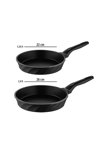 4 Parça Süper İkili Döküm Tava Sahan Seti Siyah