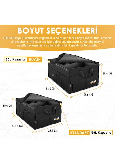 Haegs Araba Bagaj Çantası 50 L Siyah