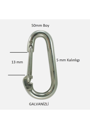 Periboia Baş Zincir Karabina Yaylı 6 Mm Galvanizli 2 Adet Çok Renkli