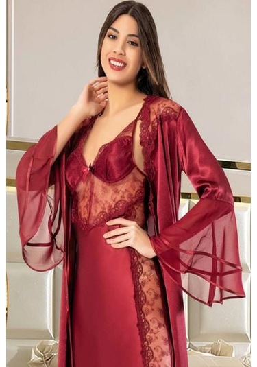 Xses 1005 Kadın Çeyizlik Saten 6'lı Takım-bordo Bordo