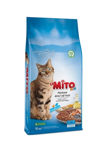 Mito Mix Tavuklu ve Balıklı Yetişkin Kedi Maması 15 KG
