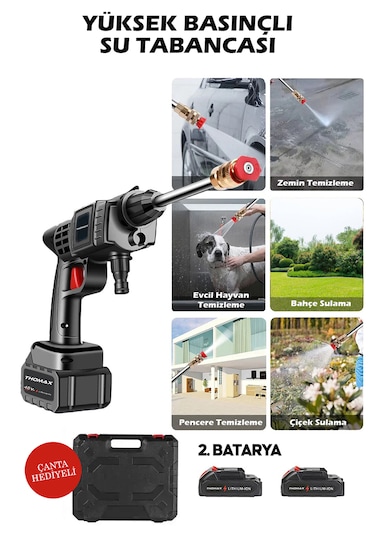 Thomax Şarjlı Ve Yüksek Basınçlı Oto Yıkama Ve Sulama Tabancası