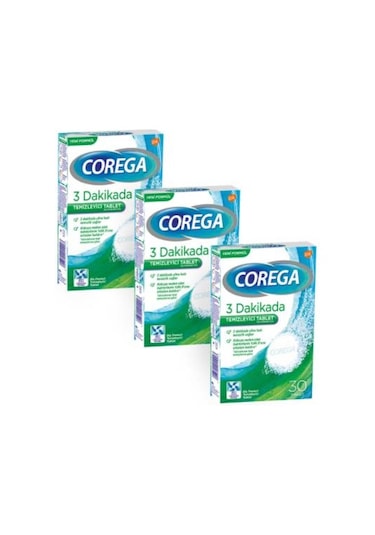 Corega Diş Protezi Temizleyici 30 Tablet | 3 Adet