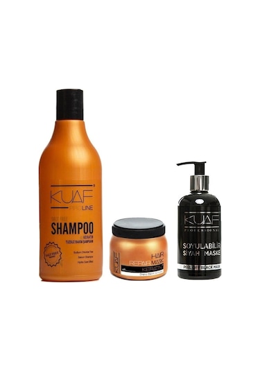 ﻿Kuaf Keratin Tuzsuz Şampuan 1 L + Keratin Maske 500 ML + Siyah Nokta Giderici Maske 250 ML