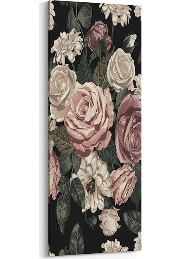 Olla 40x120 Cm 11771dı Çiçek Görseli Dikey İnce Kanvas Tablo