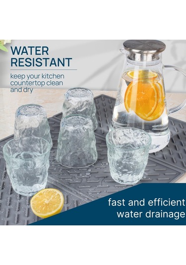 Sones 62 X 40 Cm Üç Katlı Silikon Drenaj Pedi Kase Ve Bulaşık Kurutma Matı Mutfak Tezgahı İçin Siyah