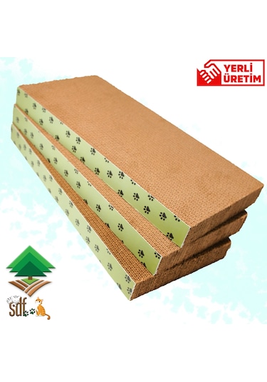 Sdf Kereste Kedi Tırmalama Kartonu Düz 3'lü 23 x 47 x 4 CM
