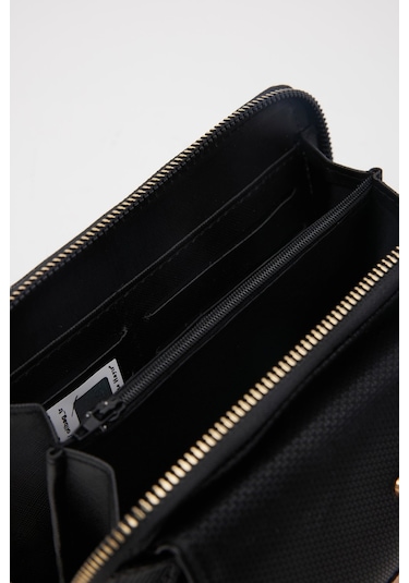 Siyah Çapraz Telefon Bölmeli Bayan Cüzdan - Ol-2046 Siyah