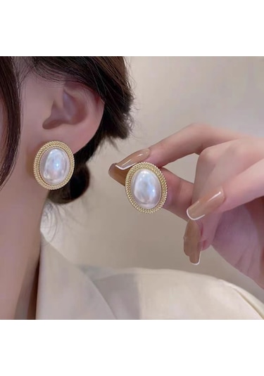 Geeksen "şık İnci Ve Kristal Küpe - Özel Günler İçin Zarif Aksesuar" Gold