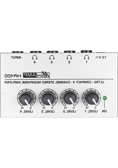 Fortunelane Gümüş 4 Yollu Kulaklık Amfi Ha400 - Küçük Boyutlu Euro Standartı