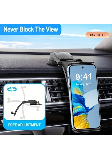 Primepickings Black Titreşim Önleyici Araç Telefon Tutucu Ayarlanabilir 4.7-12 İnç Akıllı Telefon Tablet İçin Güçlü Emici Kupa Abs