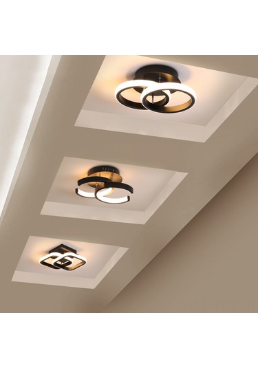 Geeksen Modern Nordic Led Aydınlatma: Balkon, Koridor Ve Oturma Odası İçin 3 Renkli Dimmerli Beyaz Çift Halka Avize Beyaz