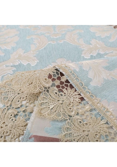 Mavi Avrupa Tarzı Sehpa Örtüsü Dantel Nakış Masa Örtüsü Nakış Masa Örtüsü Ev Mobilya Kapak Masa Örtüsü