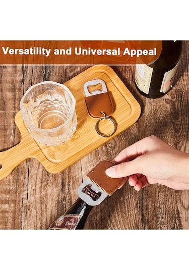 24 Adet Boya Deri Şişe Açacağı Anahtarlık Bira Çelik Şişe Açacağı Kahverengi