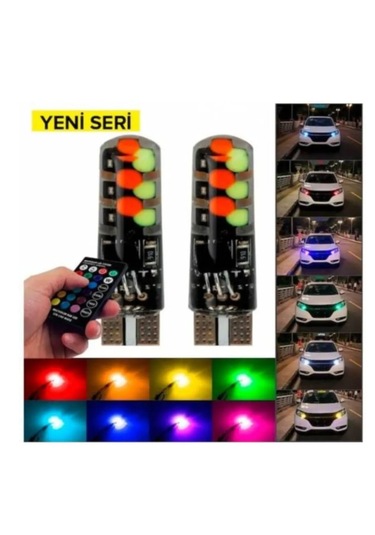 Kumandalı Çakarlı T10 Park Ampulü 2 Adet 18 Led Rgb Park