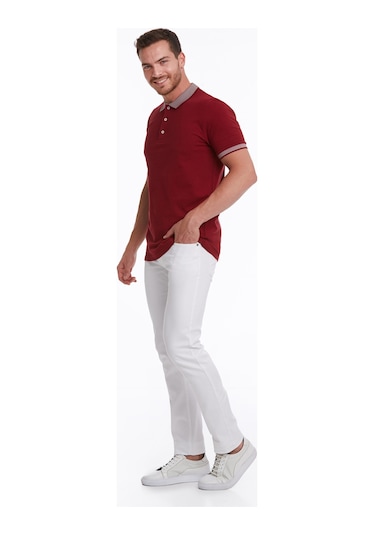 Hatemoğlu Regular Fit Pamuk Polo Yaka Erkek Tişört Bordo