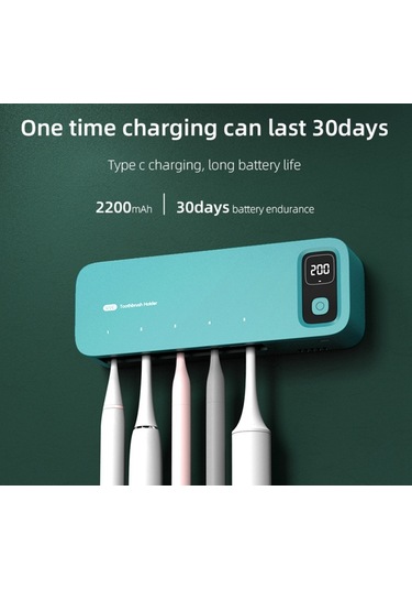 1pcs Green Uv Diş Fırçası Sterilizatörü Şarj Edilebilir Hızlı Koyu Yeşil