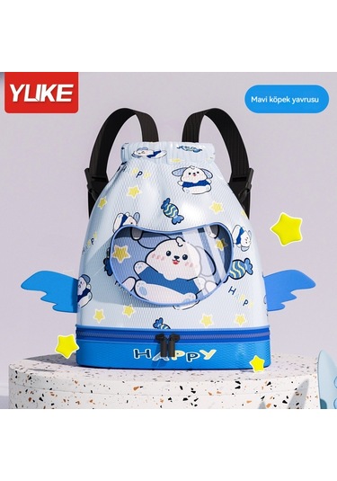 Aurora Çocuk Kuru Ve Islak Ayırma Karikatür Plaj Sırtçantasısu Geçmez Sırtçantasımavi Köpek Yavrusu Mavi