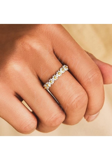 Wezone Güncel Gümüş Açık Yüzük, Zarfı Ayarlandırabilen Papatya Desenli, Gündelik & Özel Durumlar İçin Çok Amaçlı Güzellik, Fabrika Satışı Diğer