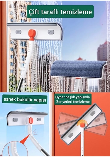 Oynar Başlıklı Bükülür Mop Cam Silecek Siyah