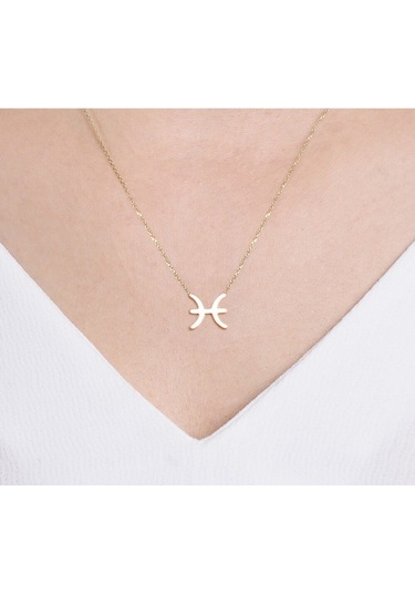 14 Ayar Sarı Altın Balık Burç Kolye