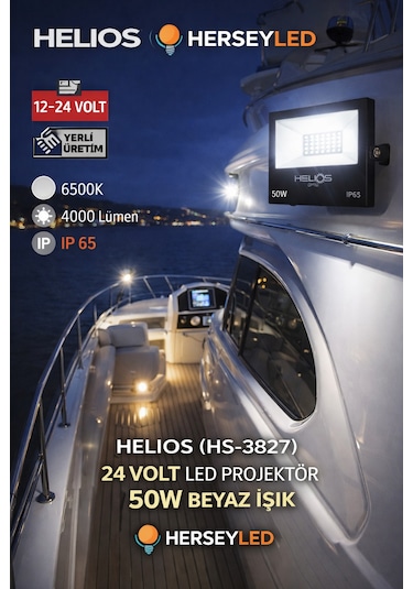 Helıos Hs-3827 12/24 Volt Led Projektör 50w Beyaz Işık