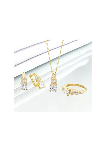 Gümüş Zirkon Taşlı Üçlü Takı Seti
