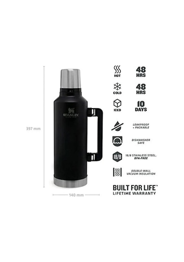 Stanley Klasik Vakumlu Çelik Termos 2.3 L Siyah