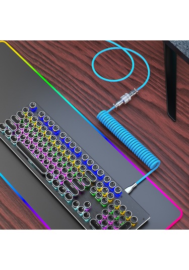 Youtek Hxsj H-1 Usb-c Mekanik Klavye Kablosu, Esnek Nylon Örgülü, Mavi Renk