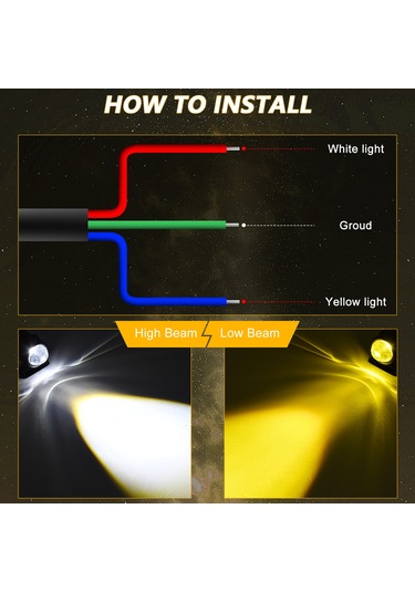 Suofeng Motorsiklet Iki Renkli Isiklar 6000k/3000k 60w 6000lm, Kolay Kurulum, Ip67 Su Geçirmez, Arac Icin Yardimci Spot Işık Seti 2 Adet Mavi