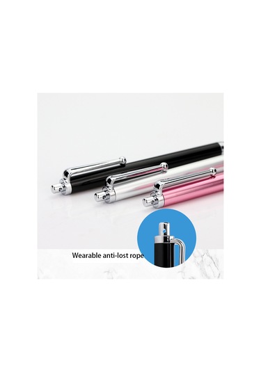 At-19 Gümüş Fiber Kalem Ucu Stylus Kapasitif Kalem Cep Telefonu Tablet Evrensel Dokunmatik Kalem Siyah