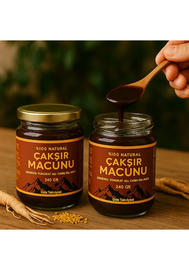 Anzel Çakşır %100 Natural Ginseng Macunu Tongkat Ali, Çakşır Otu Bal Bitkisel Karışım Kuvvet Macun 240 Gr